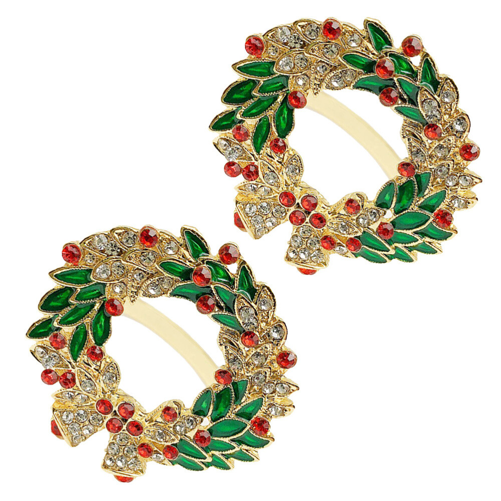 2 Pcs Napkin Holder Christmas Wreath Ring Holiday Decorations Home