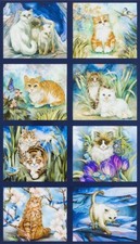 24 X 44 Panel Be Pawsitive Cats Animals Navy ...