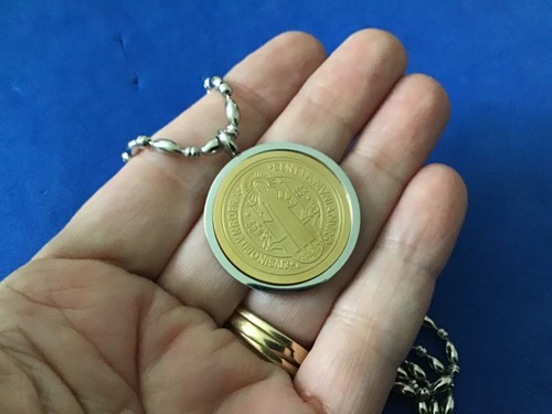 St BENEDICT Protection NECKLACE Two Tone Saint Medal Stainless Steel Spinner 29” - Picture 2 of 4
