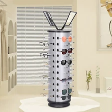 Sunglass Display Rack 360 Rotating Metal Glasses Stand Holder 44 Pairs W/Mirror