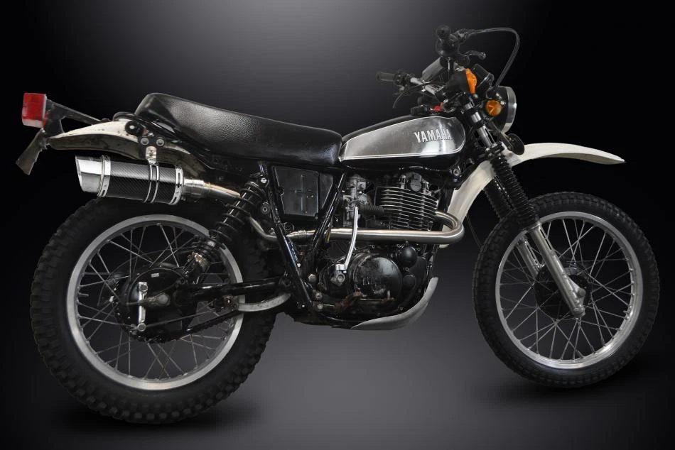 Silenciador de carbono redondo Yamaha XT500 TT500 1977-1981 escape completo 8" - Imagem 3 de 4
