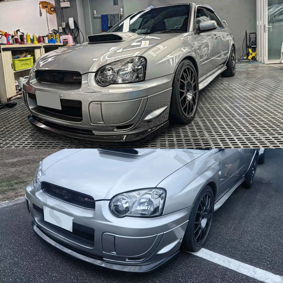 For Subaru WRX STI S203 2004 2005 VStyle Painted Carbon Painted Front Bumper Lip - Image 2 of 4