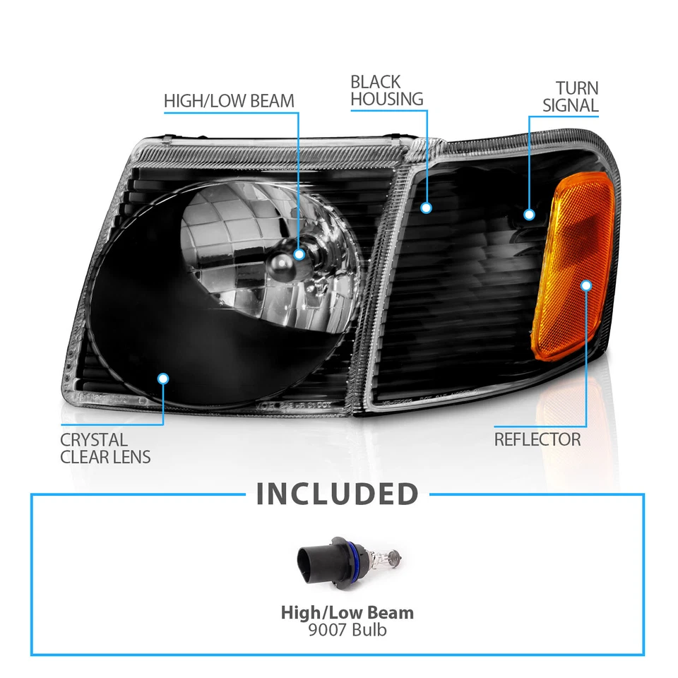 Faros esquineros de repuesto negros para Ford Explorer Sport Trac 2001-2005 Foto 4 de 4
