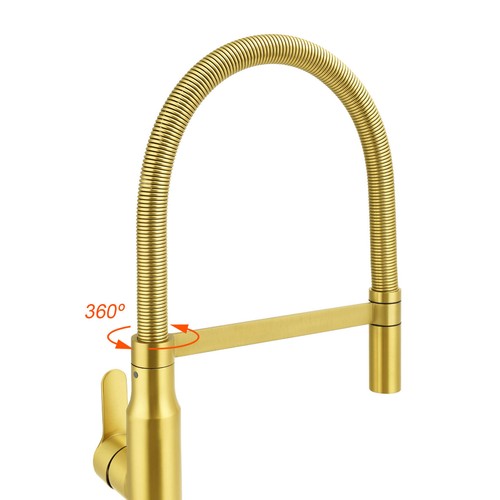 KYLINS Brushed Gold Bath Spout Basin Mixer Kitchen Sink Tap Shower Head Arm Set - Picture 53 of 277