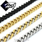 Plated Cuban Curb Link Bracelet 7.5-11"Men Stainless Steel 9mm Silver/Gold/Black