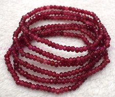 Wholesale 6 Pcs Natural Garnet 2x4mm 7.5  Crystal Healing Stretch Bracelet