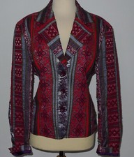OILILY Blazer 44 42 XL Wolle Leinen Vintage Blumen Sterne schön gemustert selten