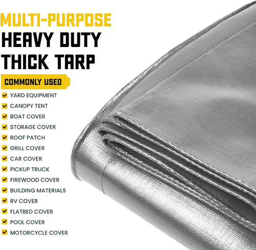 Extreme Heavy Duty 20 Mil Tarp Cover, Waterproof, UV Resistant, Rip and Tear Pro - Picture 5 of 7