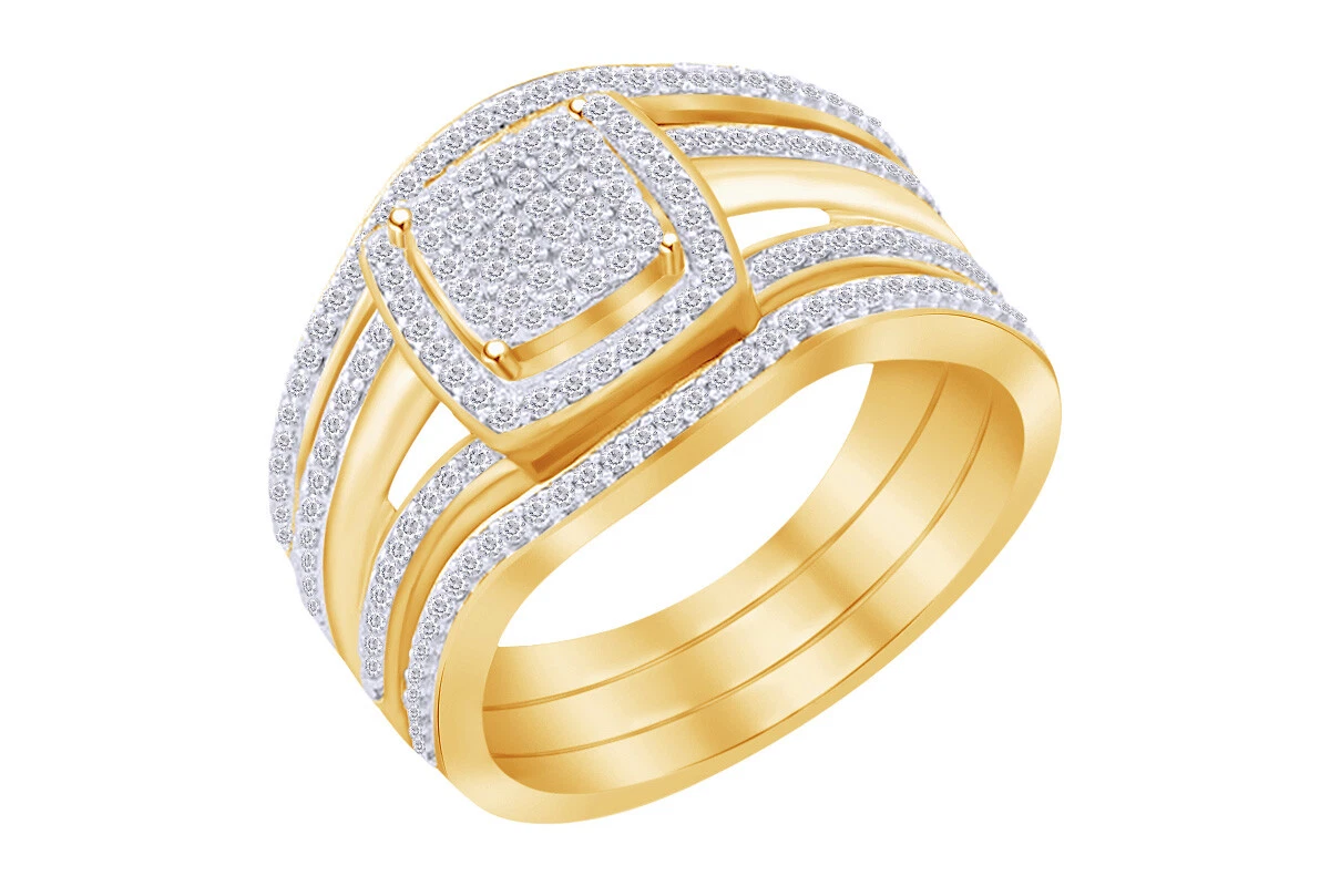 Gold square 2024 wedding rings