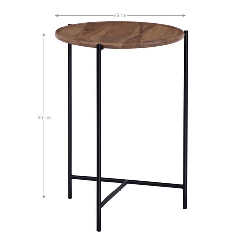 2x Mesas auxiliares de centro redonda de madera maciza patas metal WOMO-DESIGN® - Imagen 5 de 5