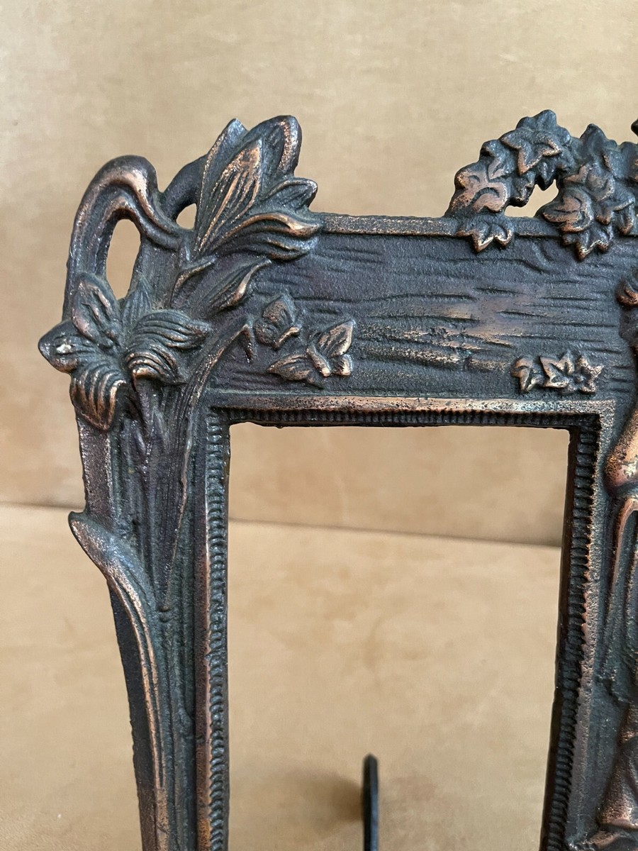Vintage Art Nouveau Picture frame Woman Tree Flowers Arts Copper