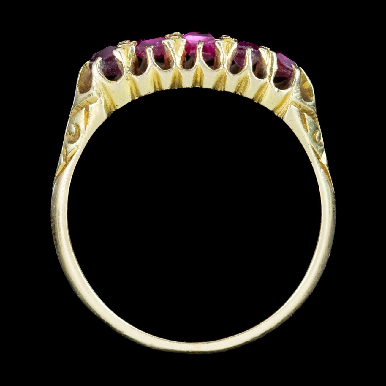 Antique Victorian Ruby Five Stone Ring 0.90ct Tot… - image 5