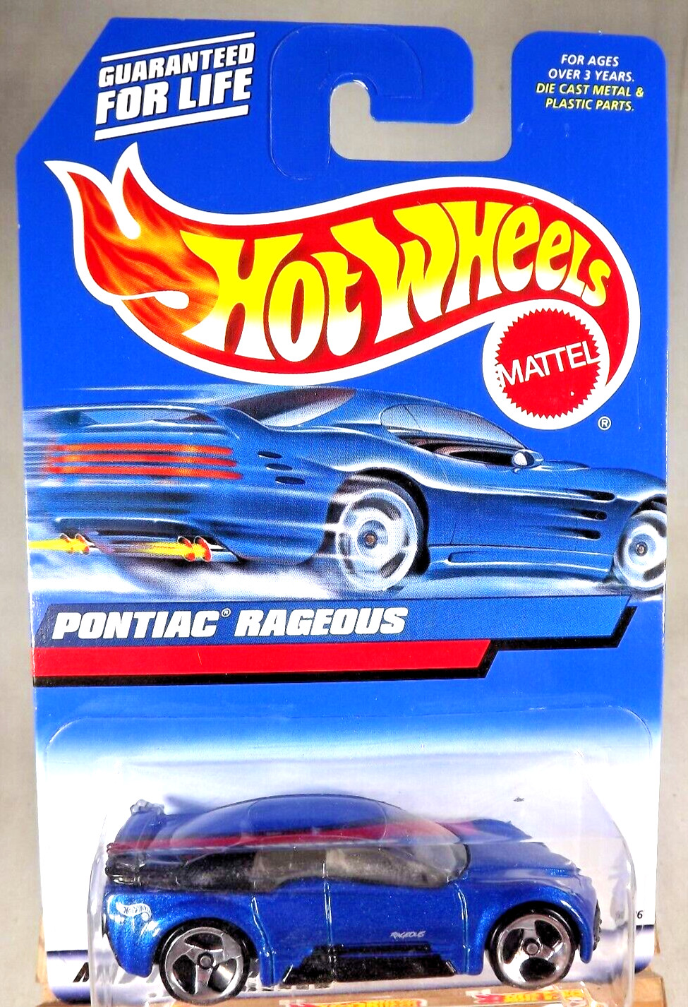 2000 Hot Wheels Mainline/Collector #119 PONTIAC RAGEOUS Blue Black-Roof w/3 Sp