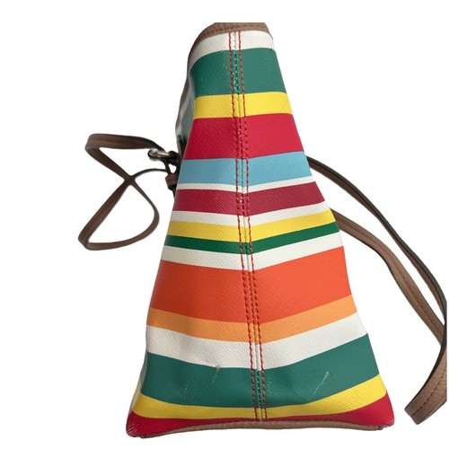Large Dana Buchman Stripped Colorful Tote Faux Leather - Picture 12 of 15