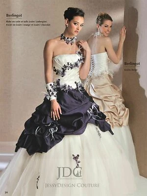 Gerafftes Farbiges Ballkleid Brautkleid Schnürt 44 36 38 40 42 Blumen Duchesse - Bild 1 von 4