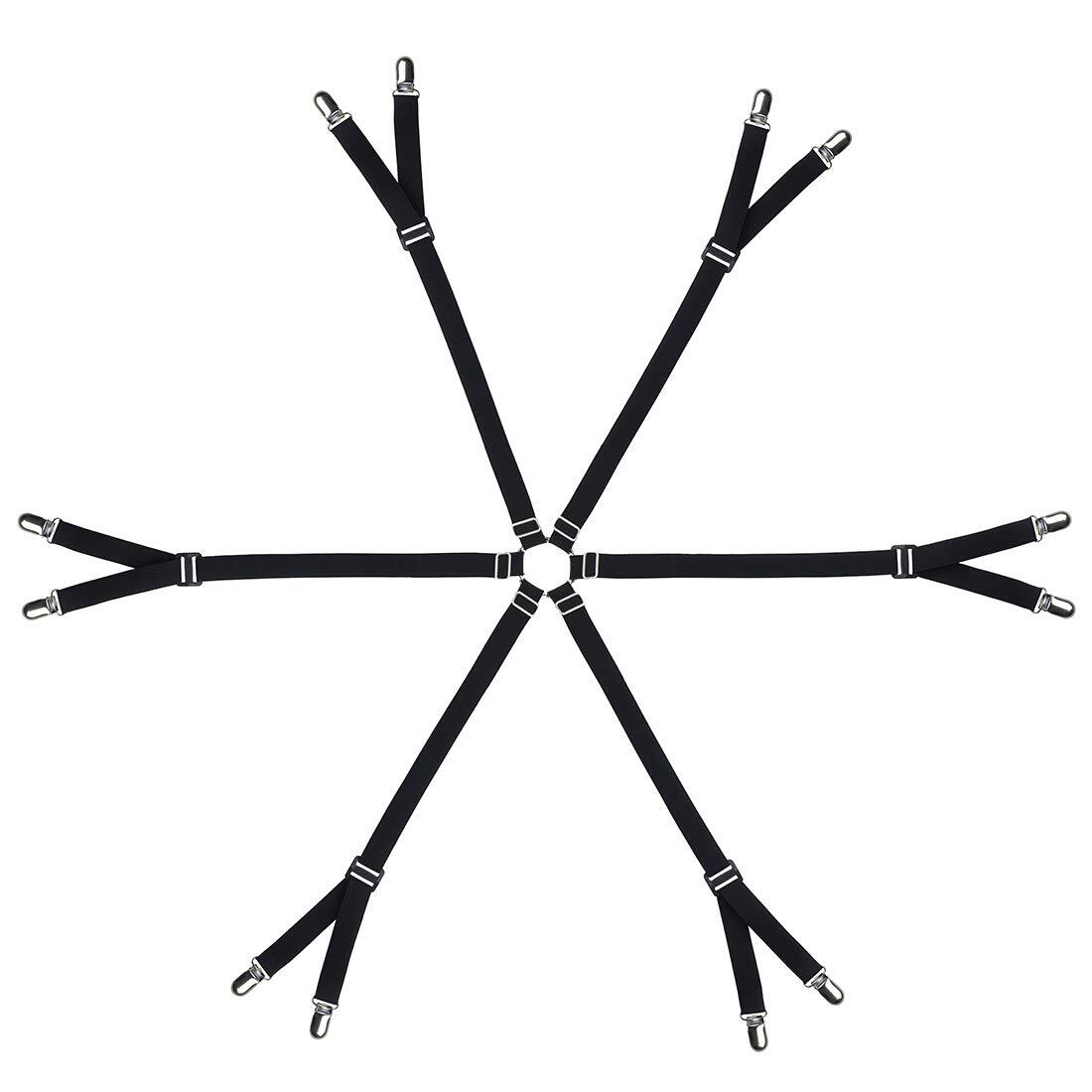 Bed Sheet Straps Adjustable,Metal Fasteners,6 Sides for Full,Queen,King Twin,...