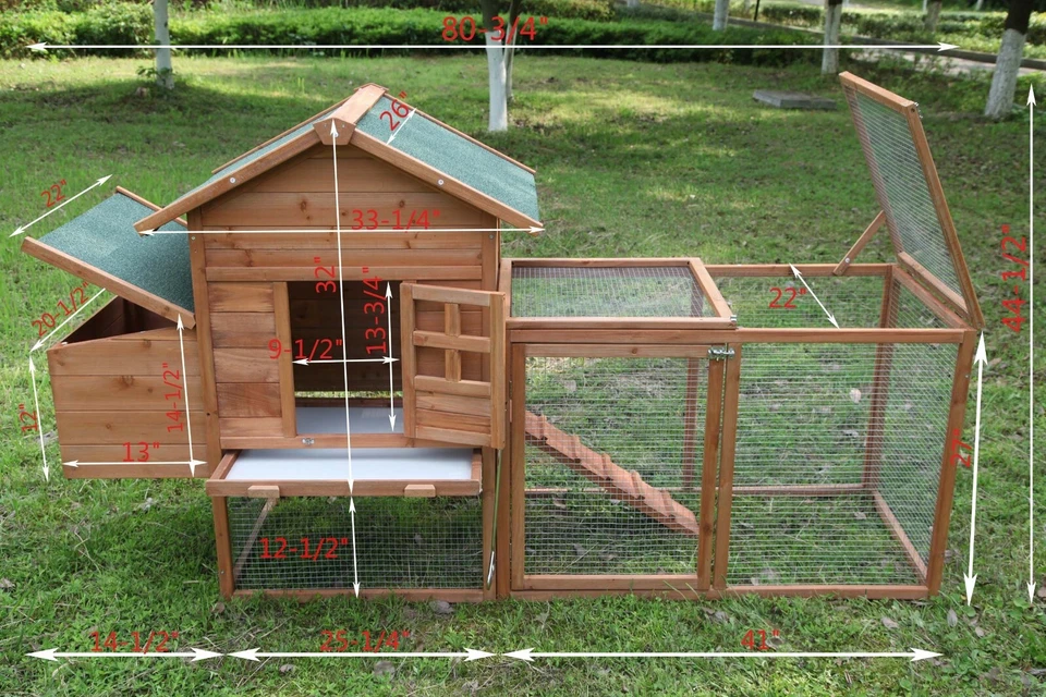 Outdoor 80'' Wooden Chicken Coop Nest Box Hen House Poultry Pet Hutch Garden - Image 3 of 4