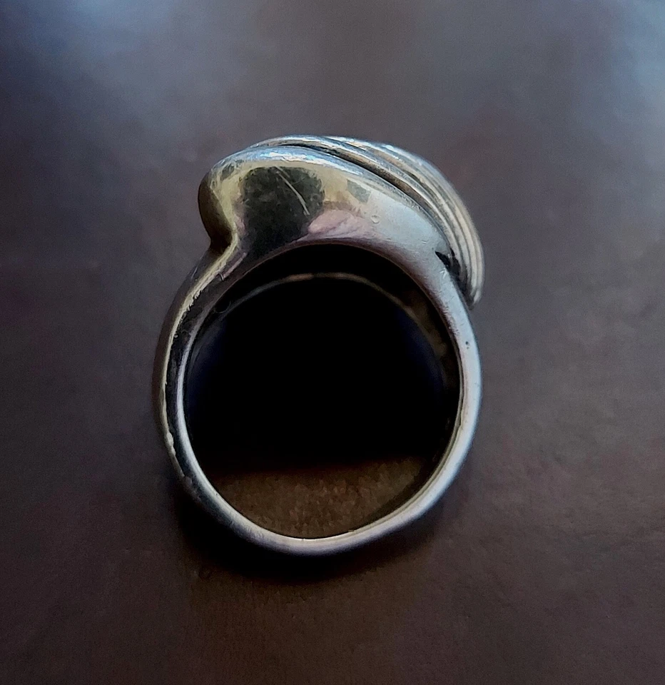 VECCHIO ANELLO ARGENTO ETNICO CUORE MARE SPIRALE - DONNA VINTAGE ANNI 80 - Immagine 3 di 4