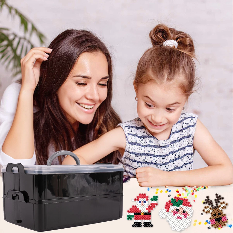 Malplay Bügelperlen Set Leuchtendes Bügelkästchen Schablonen 10000 Stück Koffer - Bild 4 von 4