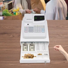 47Keys Electronic Cash Register Drawer LED Display Box Restaurant POS Coins Bill