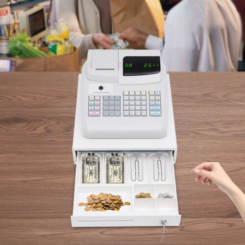 Electronic Cash Register Drawer Box w/ Key LED Display for Retail Restaurant POS