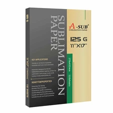 A-SUB Sublimation Paper 11x17 125g 110 Sheets Heat Transfer Sublimation Printer