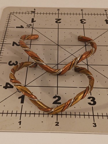 2 UNIQUE SIGNED VINTAGE Renee Lepre Cuff Bracelet Mixed Metals Unisex Jewelry - Picture 2 of 7