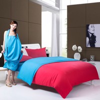 Reversible 6pc. Duvet Cover 1500 Tcegyptian Cotton King Red & Blue Reversible 6pc. Duvet Cover 1500 Tcegyptian Cotton King Red & Blue