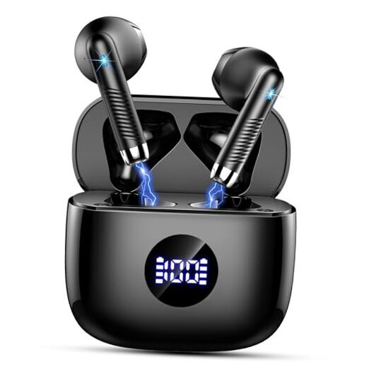 Wireless Earbuds with Bluetooth 5.4 Noise Cancelling in Dull Black  -image