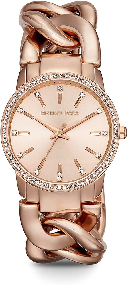 Michael Kors MK3236 Rose Gold Tone Nini Chain Link Crystal Michael Kors MK3236 Rose Gold Tone Nini Chain Link Crystal