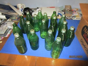 Vintage 7up Green Glass Bottle Lot (19) Patriotic 1976 Eagle