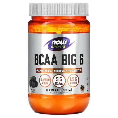 Now Foods Sports BCAA Big 6 Natural Grape Flavor 21 16 oz 600 g ...
