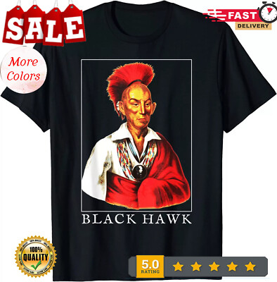 2025/NEW LIMITED Black Hawk Native American Indian Sauk Leader Chief T-Shirt
