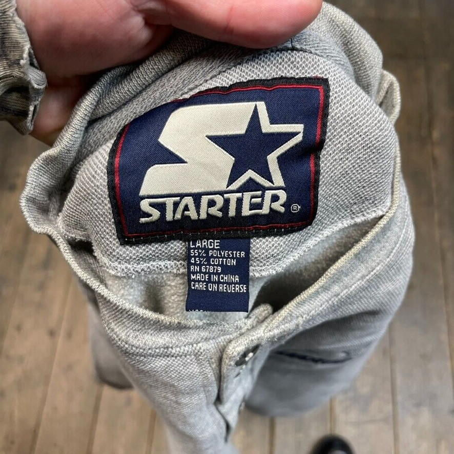 Starter Sweatshirt Mens Vintage 90s USA Heavyweight Henley Jumper, Grey, Large image 8