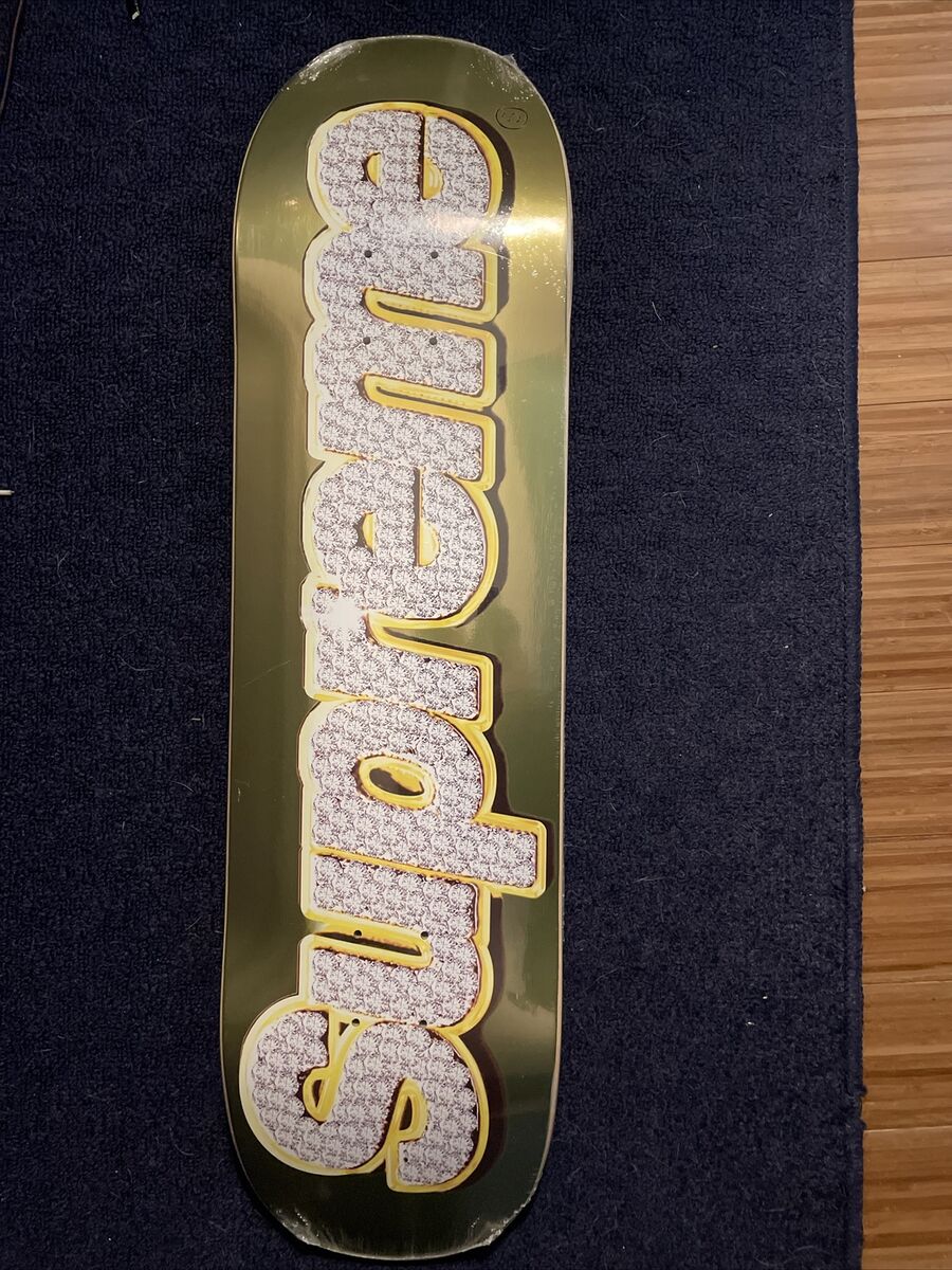 NWT Supreme Bling Box Logo Skateboard Deck Gold SS22 DS NWT Supreme Bling Box Logo Skateboard Deck Gold SS22 DS