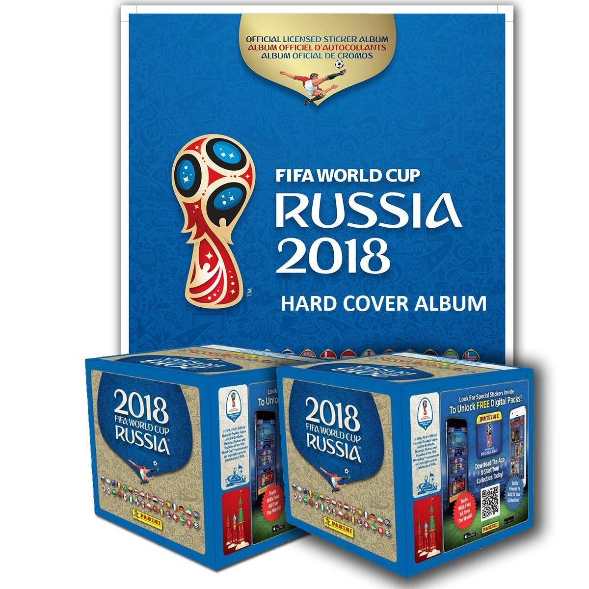 PANINI 2018 FIFA WORLD CUP RUSSIA 100 packs + Free soft cover