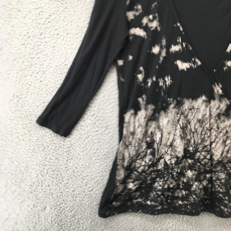 Blusa Top Tribal Jeans Cuello en V Mujer S Negra Viscosa Manga 3/4 Pullover Informal Foto 3 de 4