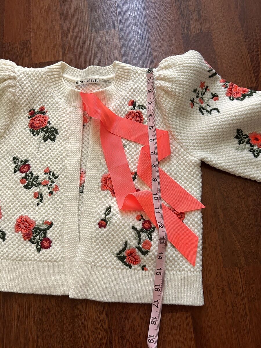 NWOT Alice + Olivia Kitty Floral Embroidery Puff Sleeve Bow NWOT Alice + Olivia Kitty Floral Embroidery Puff Sleeve Bow