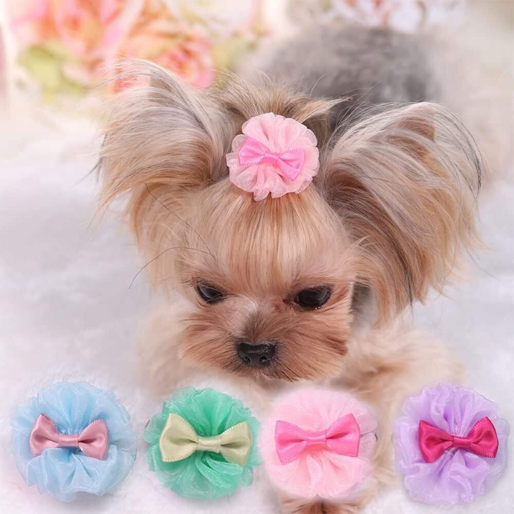 4Pcs Hair Bows For Small Dog Cat Pet Puppy Bowknots Hair Clip