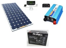 KIT FOTOVOLTAICO 1KWH PANNELLO SOLARE 100WATT BATTERIA 100 AH AGM INVERTER ONDA 