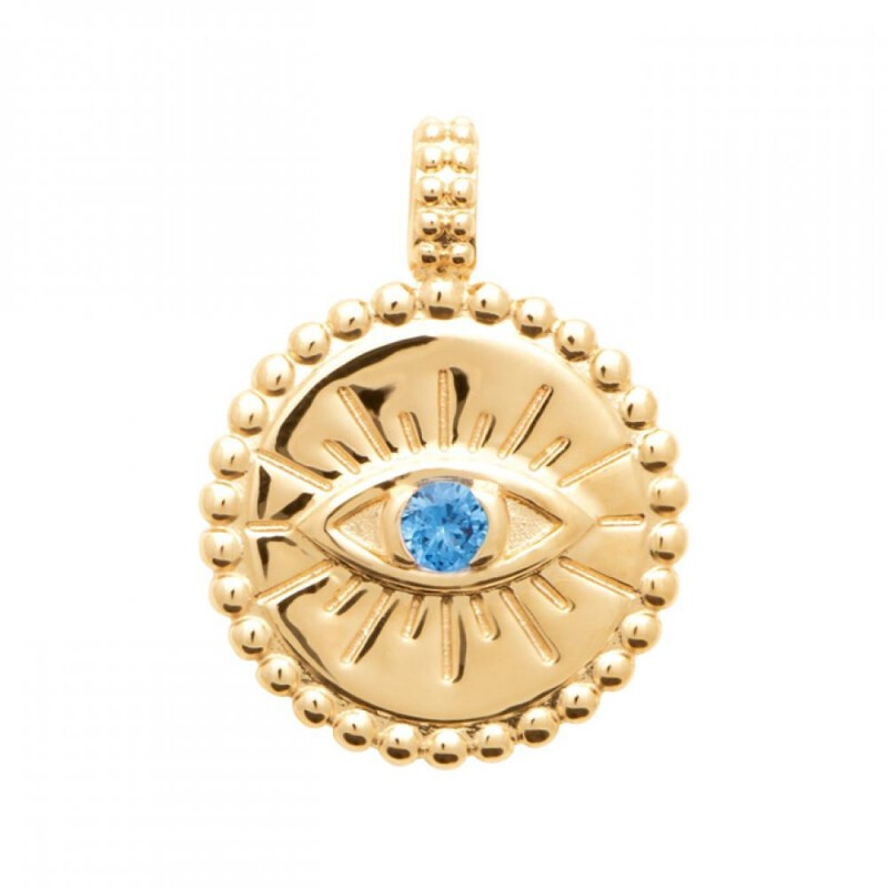 Pendentif médaillon œil protecteur en plaqué or 750/000 de haute finition