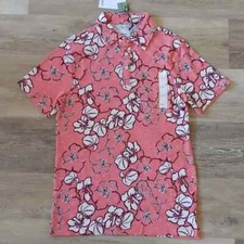 NWT Goodfellow  Co Men's Coral Floral Polo Shirt 100 Cotton Size S