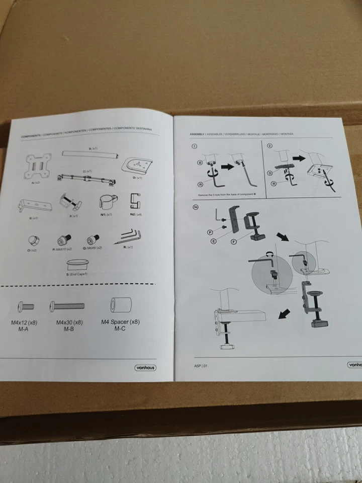 VonHaus Double Arm Monitor Desk Mount Suitable for 13" to 27" Tilt and Swivel - Image 4 of 4