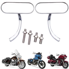 Chrome Motorcycle Oval Mirror For Harley Davidson Road King Street Glide Softail