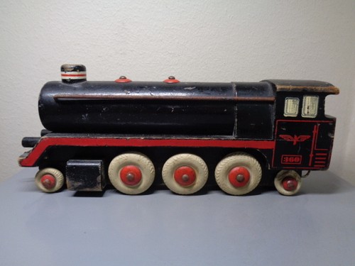 HANSE ( LEGO DENMARK ) VINTAGE 1950'S WOOD LOCOMOTIVE VERY RARE ITEM VERY GOOD