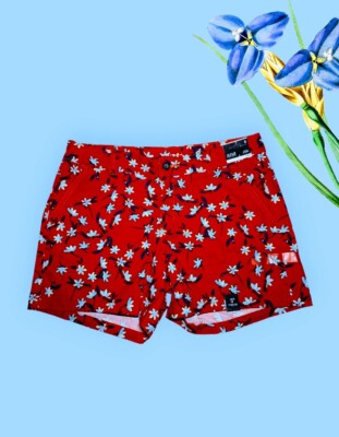 A.N.A. Red Blue TIGER LILY Floral Shorts 32'' Waist Mid Rise Women's Size 6 NWT