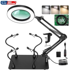 Helping Hands 4 Magnetic Third Hands Soldering Station, 10X Magnifying LED Light