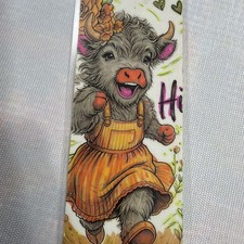 Happy Highland Cow-ONE OF A KIND. HAND COLORED BOOK MARKS. BEAUTIFUL