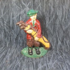 Vintage Iron 1960's Golfer Holding Bag Doorstop