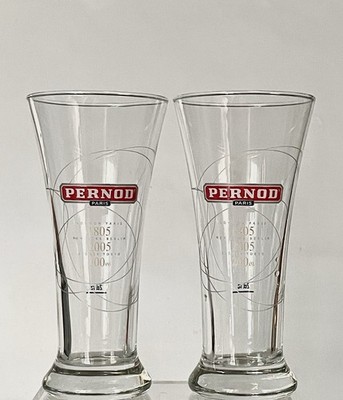 VTG 2 PERNOD PARIS ANISE LIQUEUR/APERITIF GLASSES  CELEBRATES 200 YRS OF PERNOD 